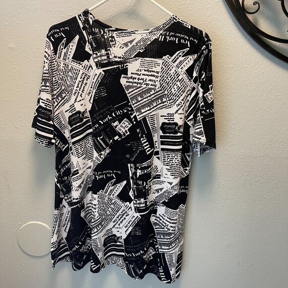 JOSTAR Poly‎ Spandex Stretch Knit TOP CAPRI PANT SET newspaper - Picture 3 of 11